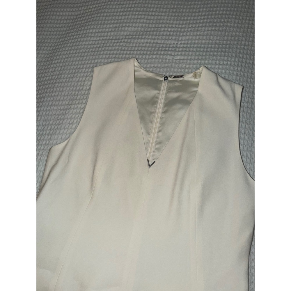 Elie Tahari Sheath Dress Women 12 White V-Neck Sleeveless‎ Cocktail Business